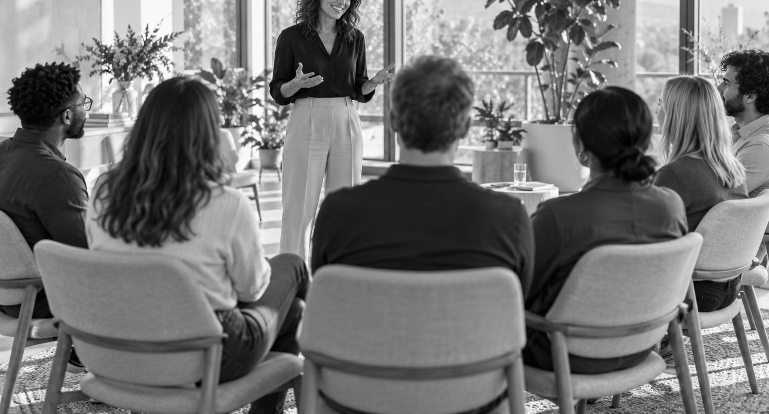 Séance de coaching de groupe en cercle