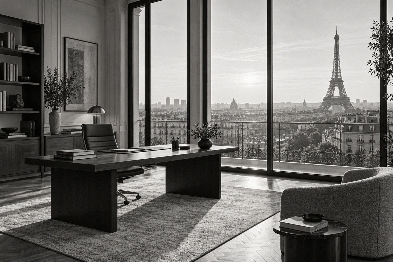 Bureau de direction avec vue sur Paris