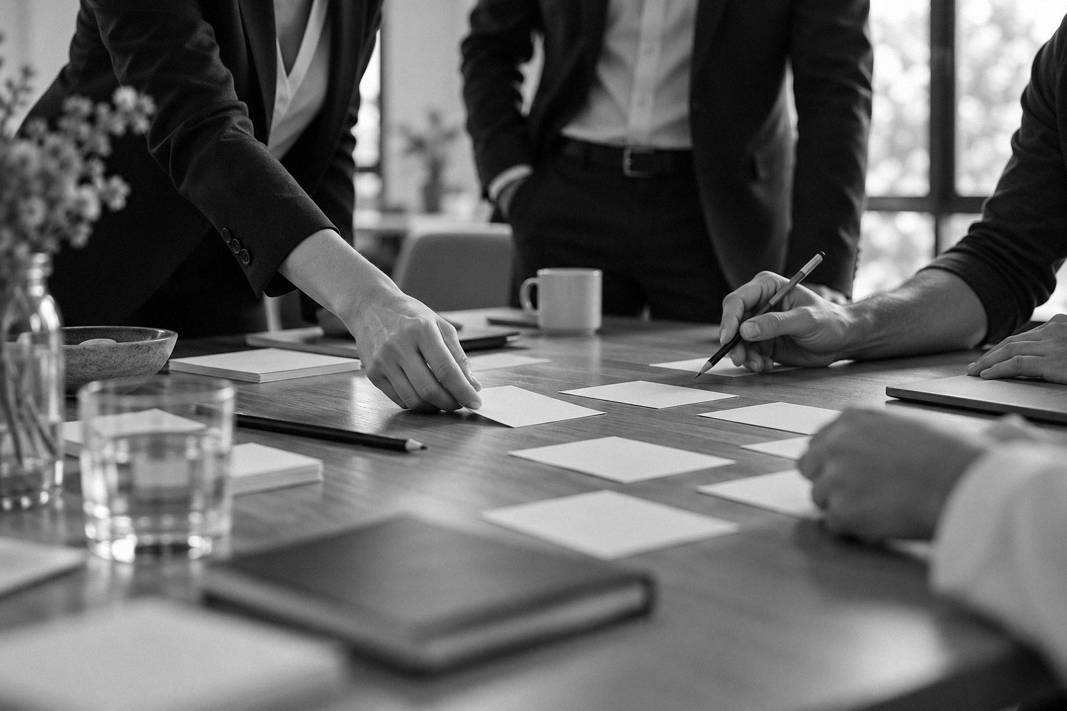Deux dirigeants en échange autour d'une table